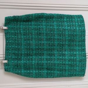 Size 6 Cynthia Rowley Green Lined Skirt Textured Fabric Back Zip